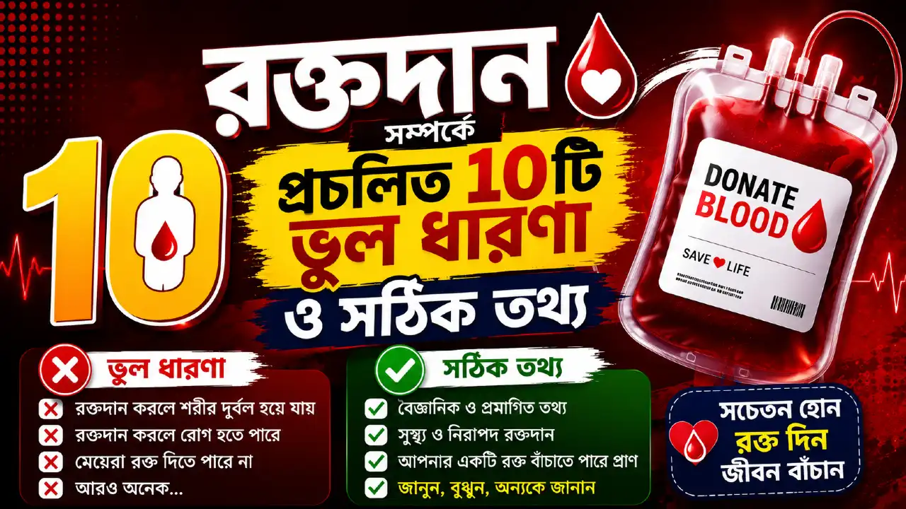 রক্তদান সম্পর্কে প্রচলিত ১০টি ভুল ধারণা ও সঠিক তথ্য